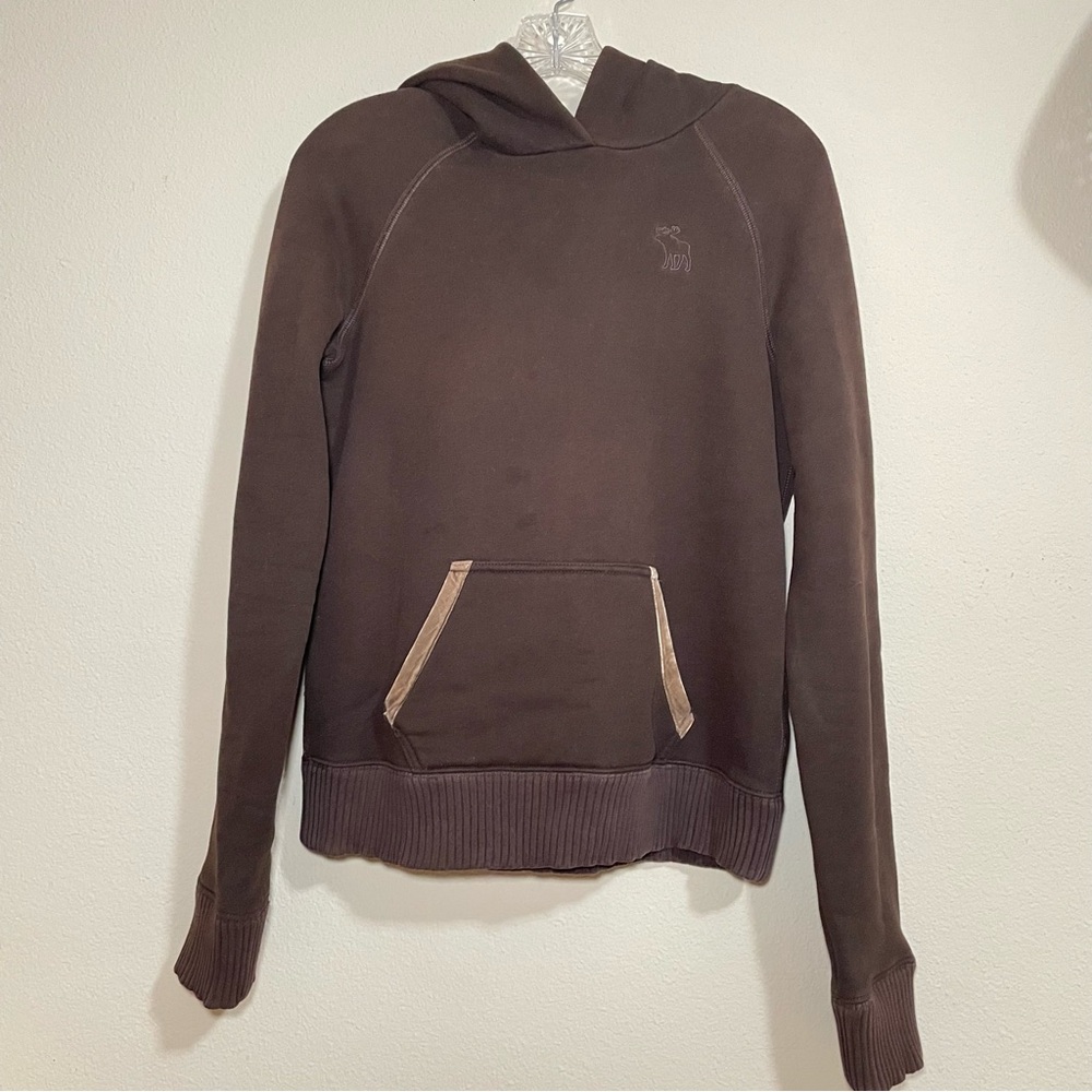 Vintage Abercombie&Fitch "Ezra‎ Fitch" Dark Brown Lux Beaded Hoodie Sz Large